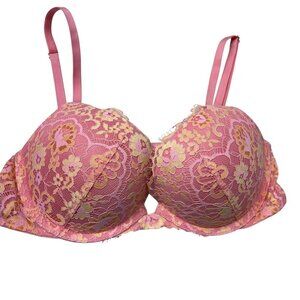 Victoria's Secret 36B DREAM ANGELS CROSSDYE LACE LINED DEMI BRA Cocktail Pink